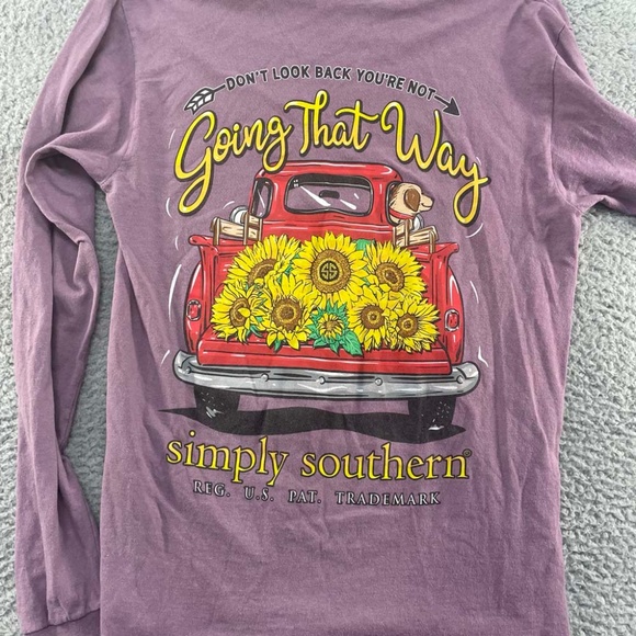 Simply Southern Tops - Simply Southern Dont look back Daisy flower  Womens Long Sleeve T Shirt Small